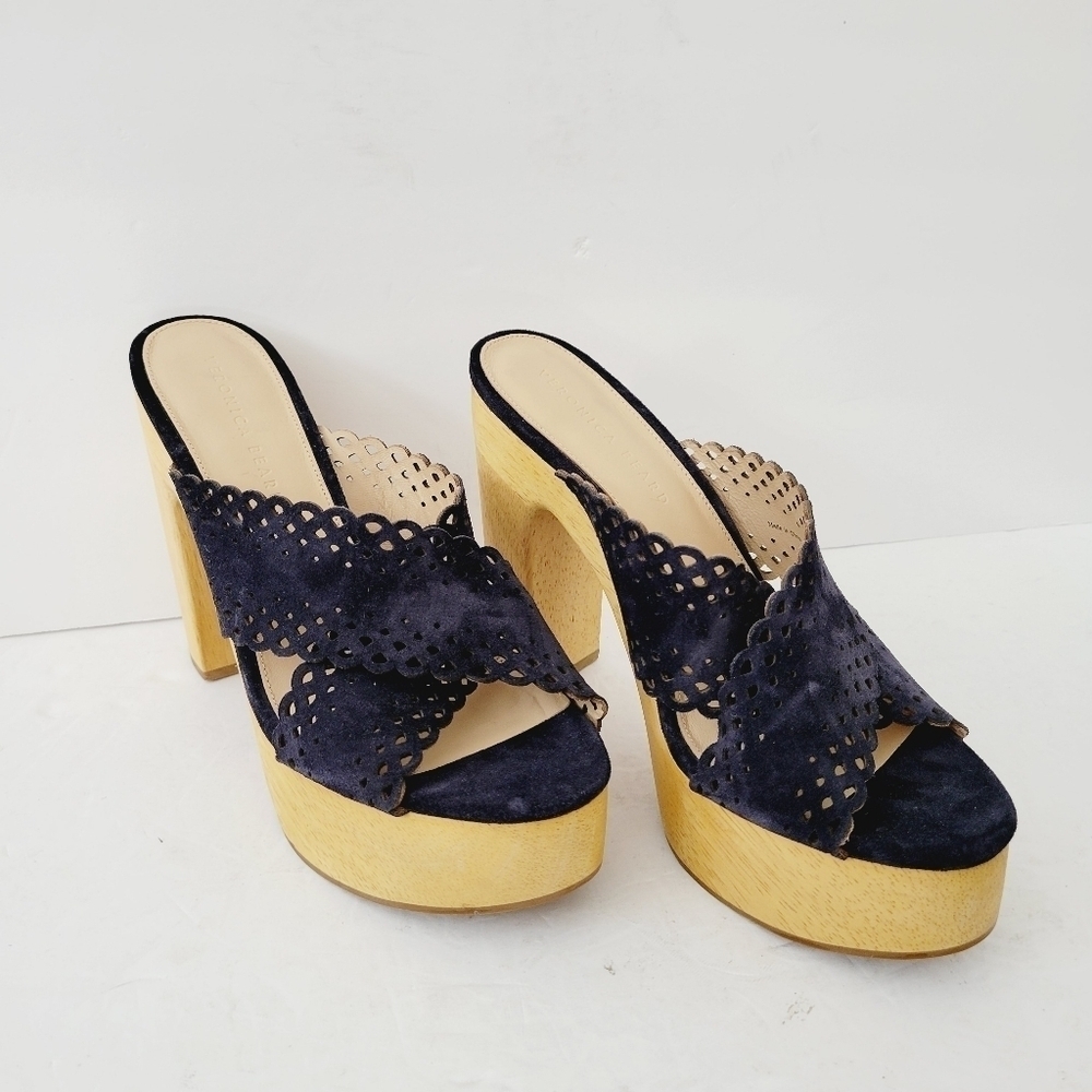 NEW Veronica Beard Gaynor Platform Sandals In Eclipse Navy Size 9.5